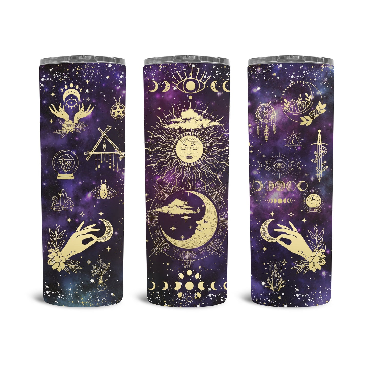 Purple Zodiac Tumbler,Universe tumbler,Magic Tumbler,Witch Tumbler,Celestial Witch,Celestial Moon, Zodiac, 20oz skinny tumbler, cottagecore
