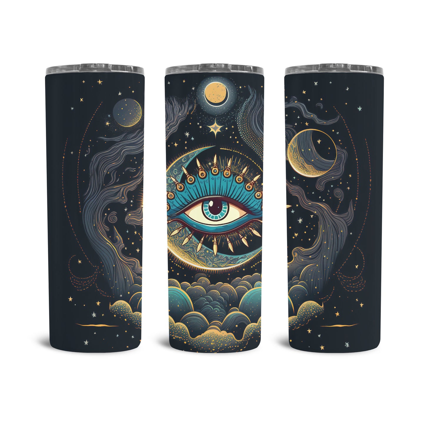 Evil Eye Tumbler,Moon Tumbler,Hamsa Hand,Celestial Zodiac,20 oz Skinny Tumbler, Celestial Moon, dark celestial,Celestial Witch, Sun Moon
