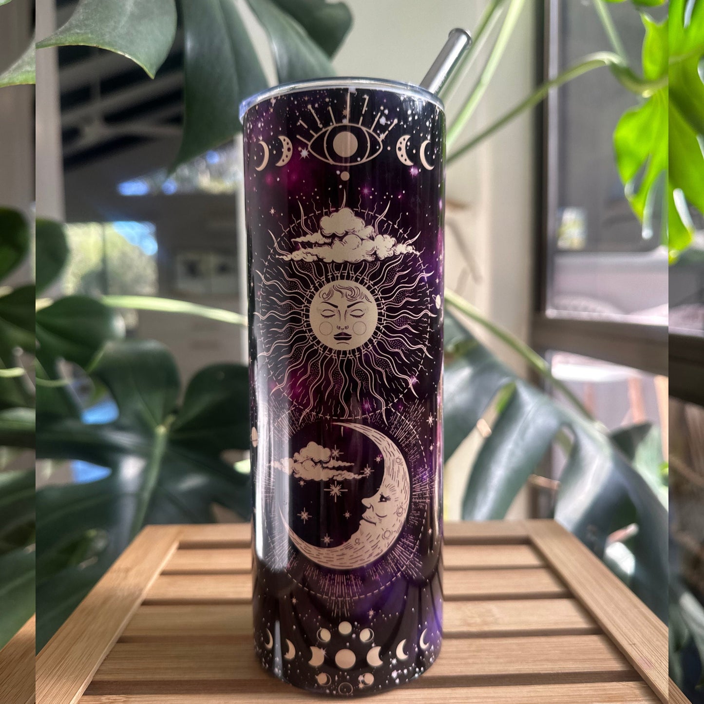 Purple Zodiac Tumbler,Universe tumbler,Magic Tumbler,Witch Tumbler,Celestial Witch,Celestial Moon, Zodiac, 20oz skinny tumbler, cottagecore