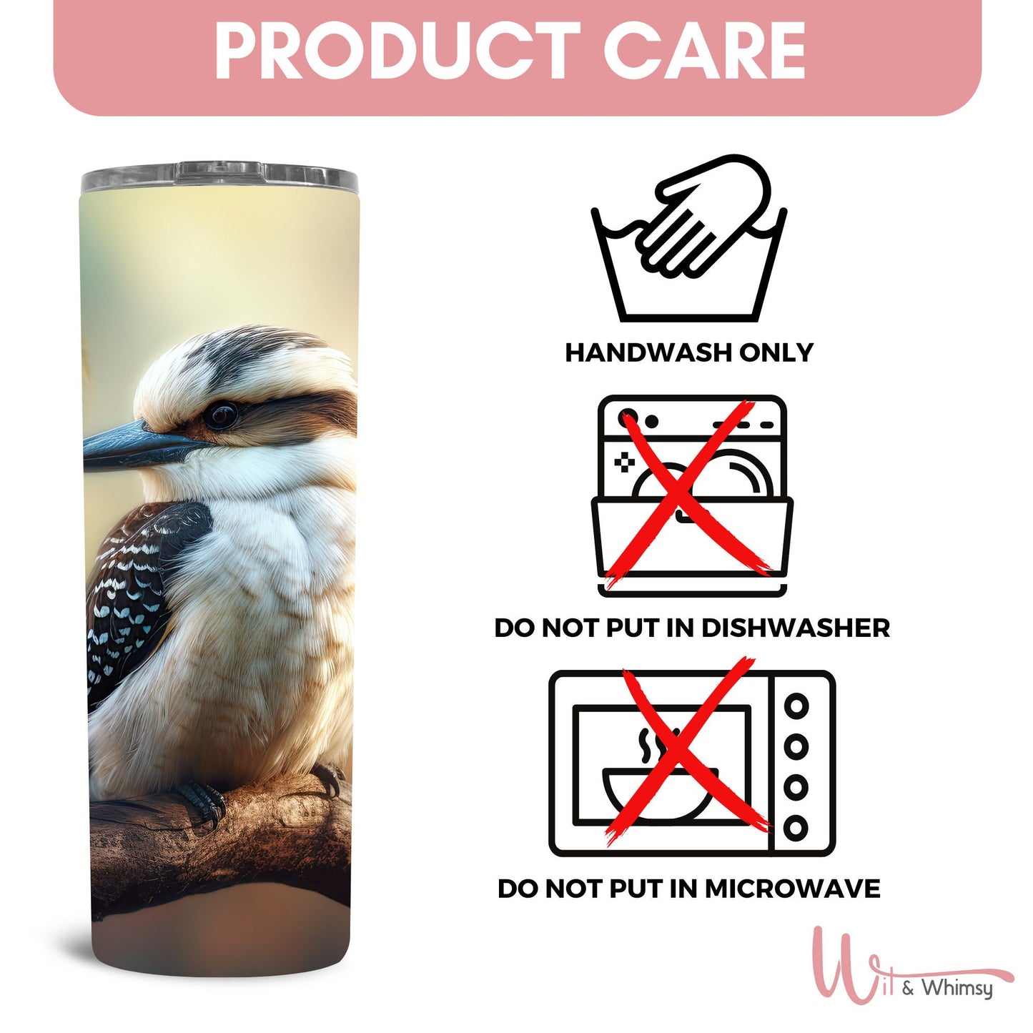 Watercolour Kookaburra Tumbler,Australian Birds, Australian Wildlife,Aussie, Kookaburra,Wildlife Picture, 20oz Skinny Tumbler, Australia