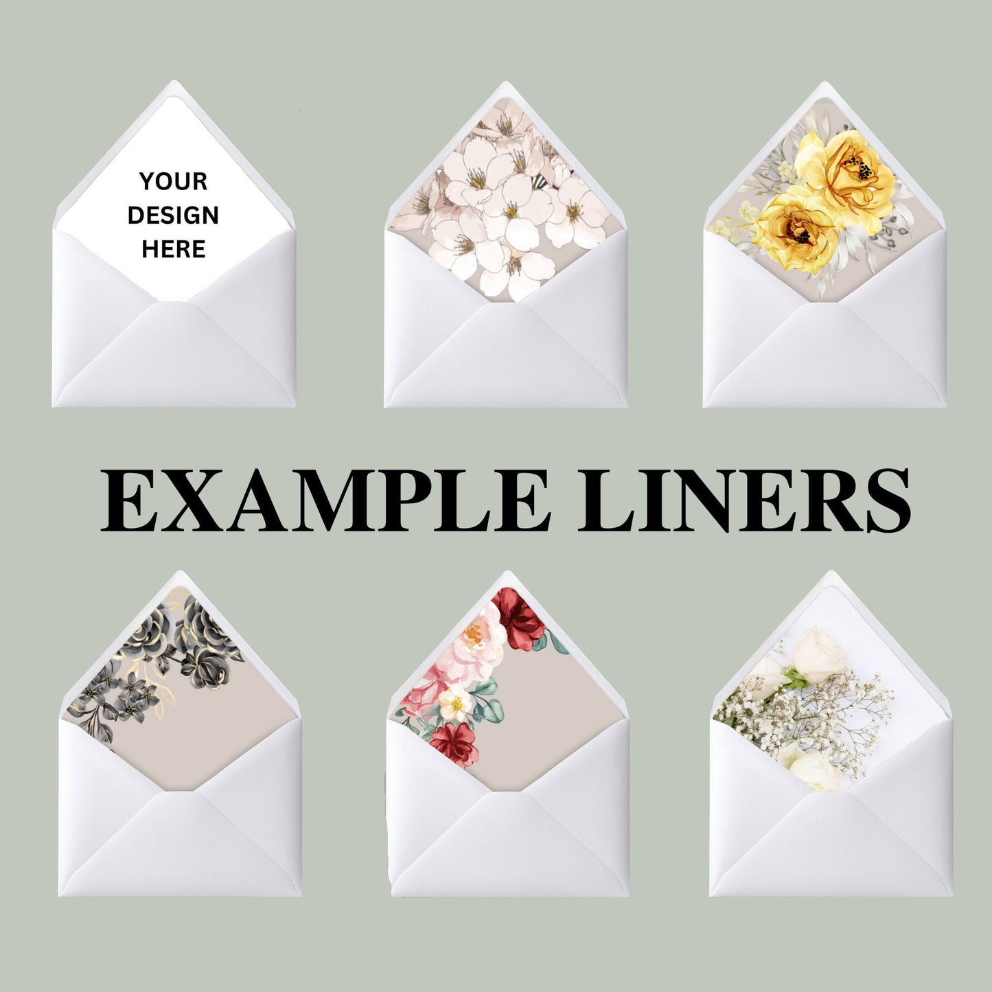 DIY Envelope Liner, Envelope Liner Templates On Canvas, Wedding Envelope, A7 Euroflap, A7 Square Flap, A6,4 BAR,A2, Liner Templates