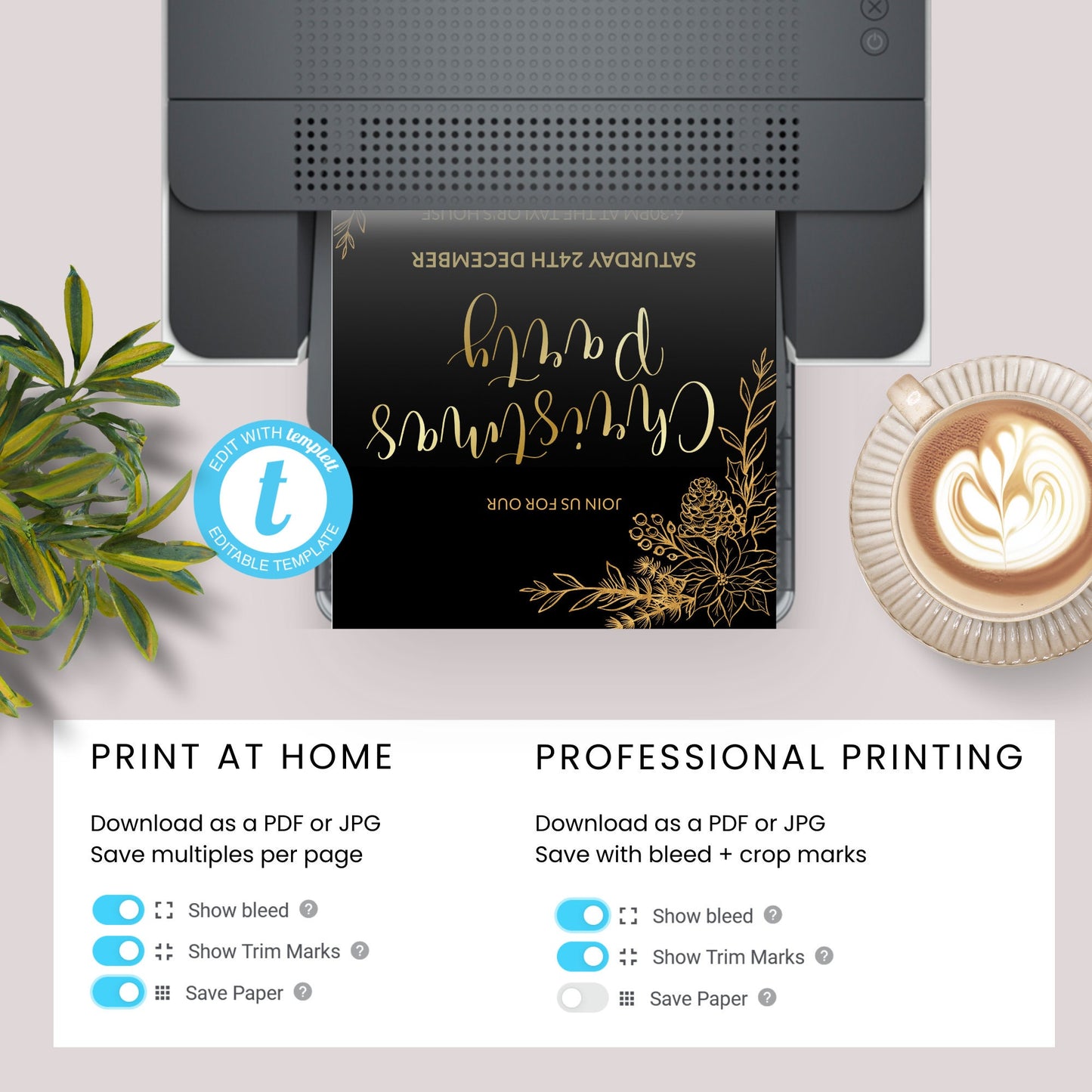 New Years Eve disco ball party Thank you Card instant download, Editable holiday festive card, Edit with TEMPLETT, New Years Party, XM021