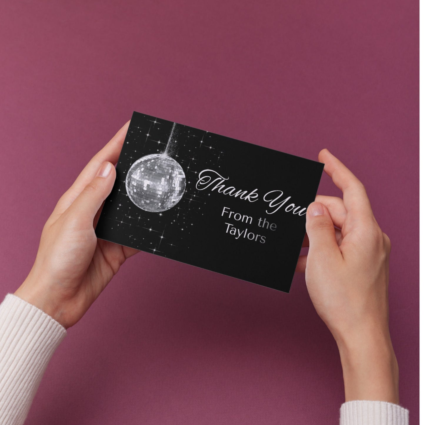 New Years Eve disco ball party Thank you Card instant download, Editable holiday festive card, Edit with TEMPLETT, New Years Party, XM021