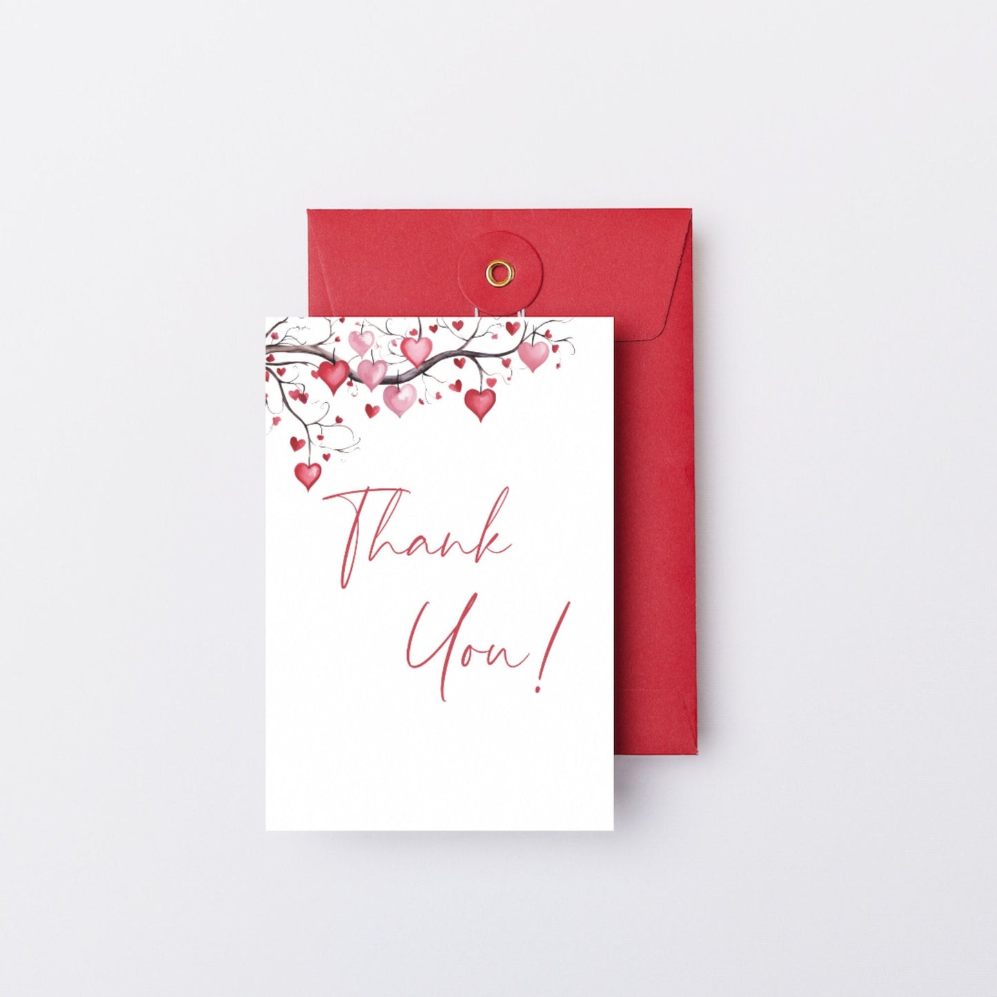Pink heart leaves Valentines baby shower Thank you card, Little Sweetheart Valentines Day editable template, Instant Download, VB001