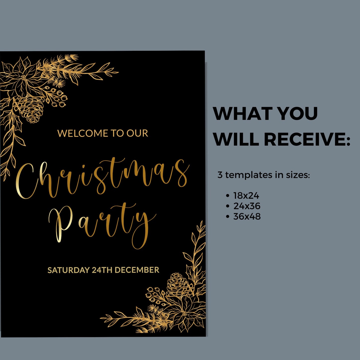 New Years Eve disco ball party welcome sign instant download, Editable holiday welcome sign, Edit with TEMPLETT, New Years Party, XM021