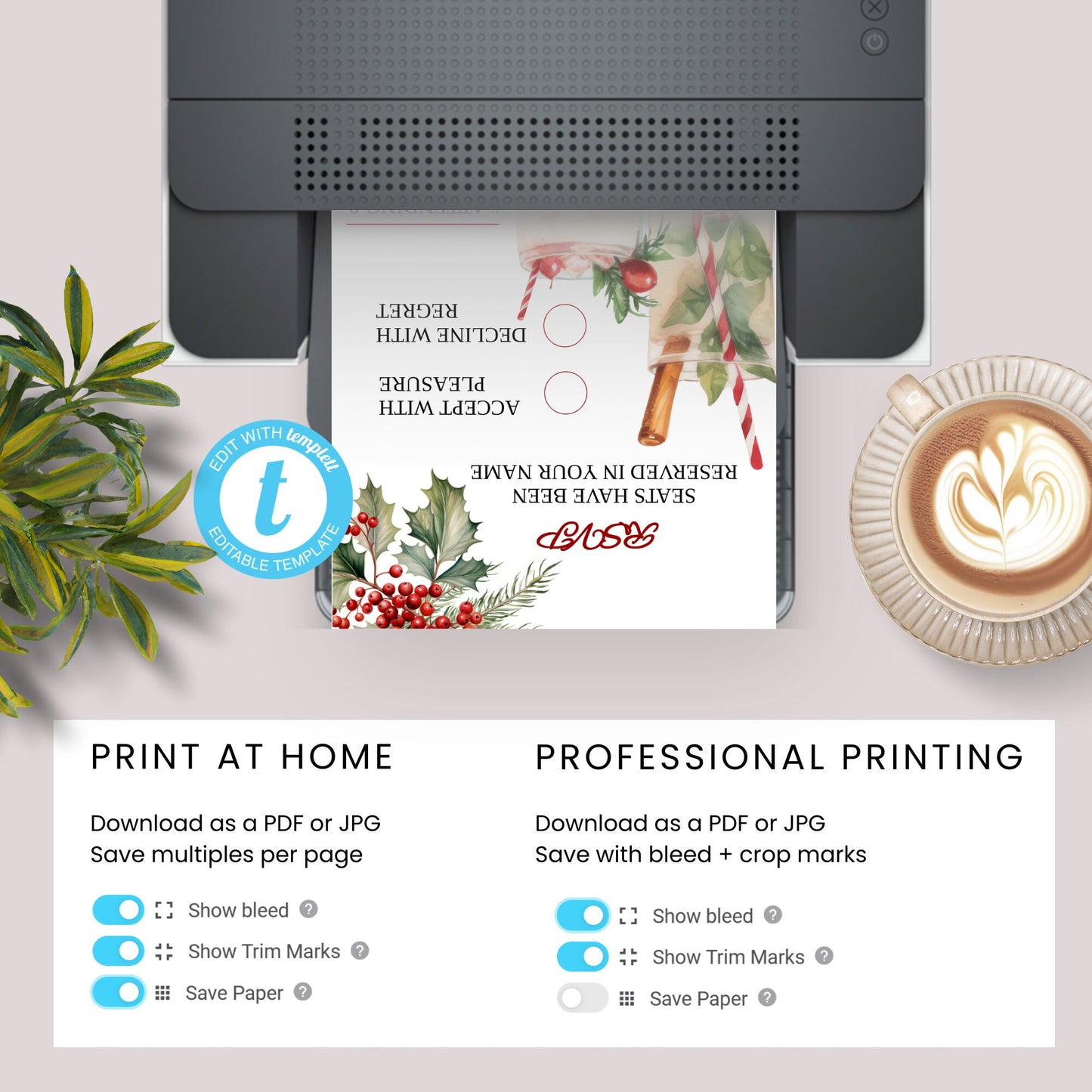 2024 New Year Cocktail Party Thank You Card instant download, Holiday Party Festive card, Edit with TEMPLETT, Cheers to the New Year, XM0019