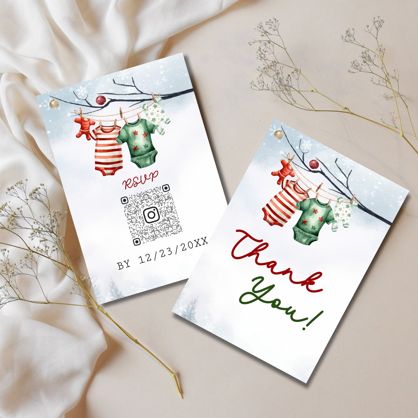 A merry little baby shower bundle customisable template, Christmas Winter baby, Santa Baby shower, Edit with TEMPLETT, winter baby, XM013