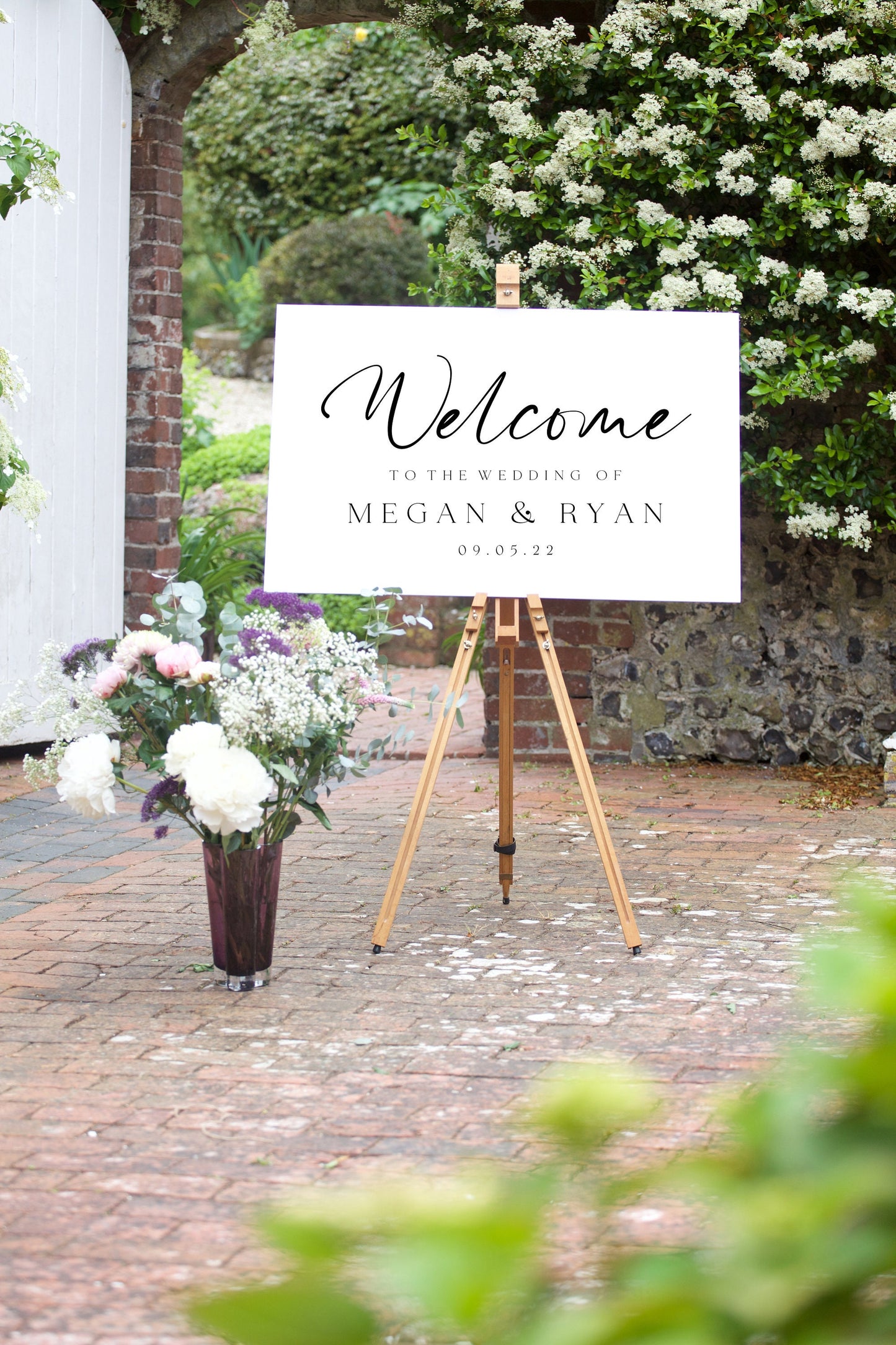 Beautiful large wedding welcome sign, editable script font wedding template, Stunning minimalist modern bridal decorations, Print at home