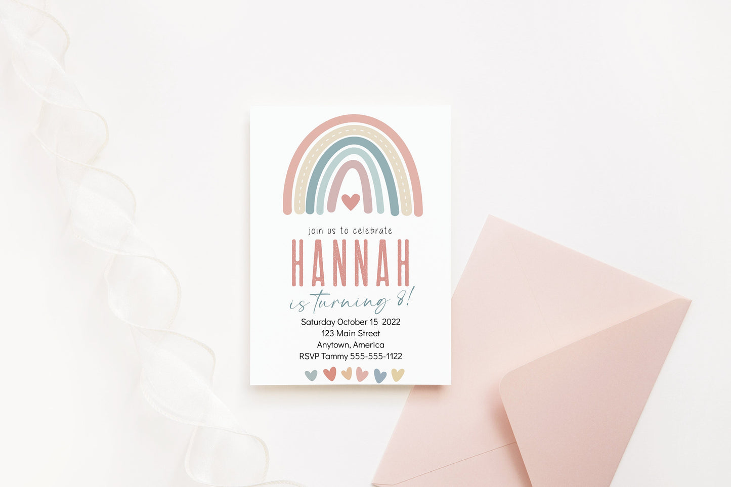 Editable ANY AGE Boho Rainbow Birthday Invitation Girl Hippie Earthy Boho Rainbow Party Invite Template Instant Download, Birthday Girl