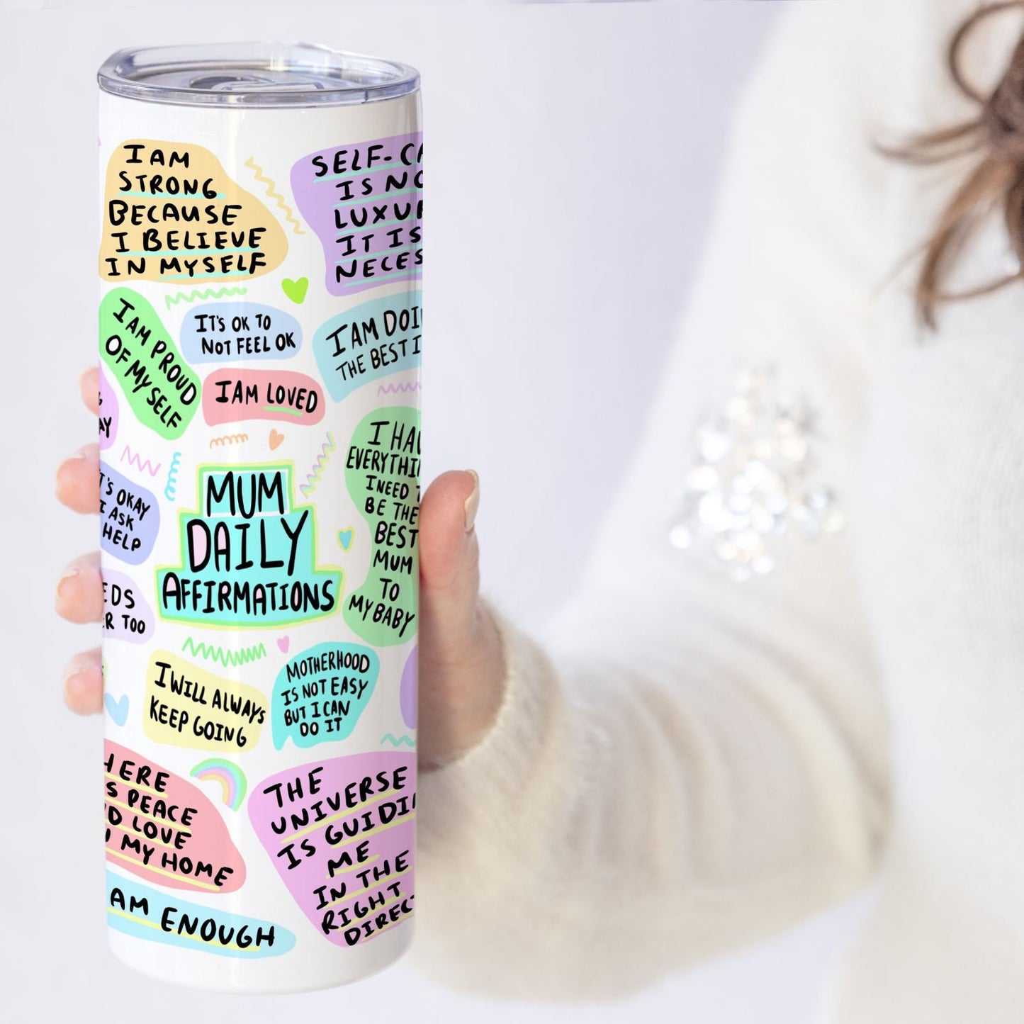 Mum Daily Affirmation, Mum Mental Health Tumbler, Daily Affirmations, 20oz Skinny Tumbler, Mothers Day Gift, Tumbler for Mum, Self Love, Mom