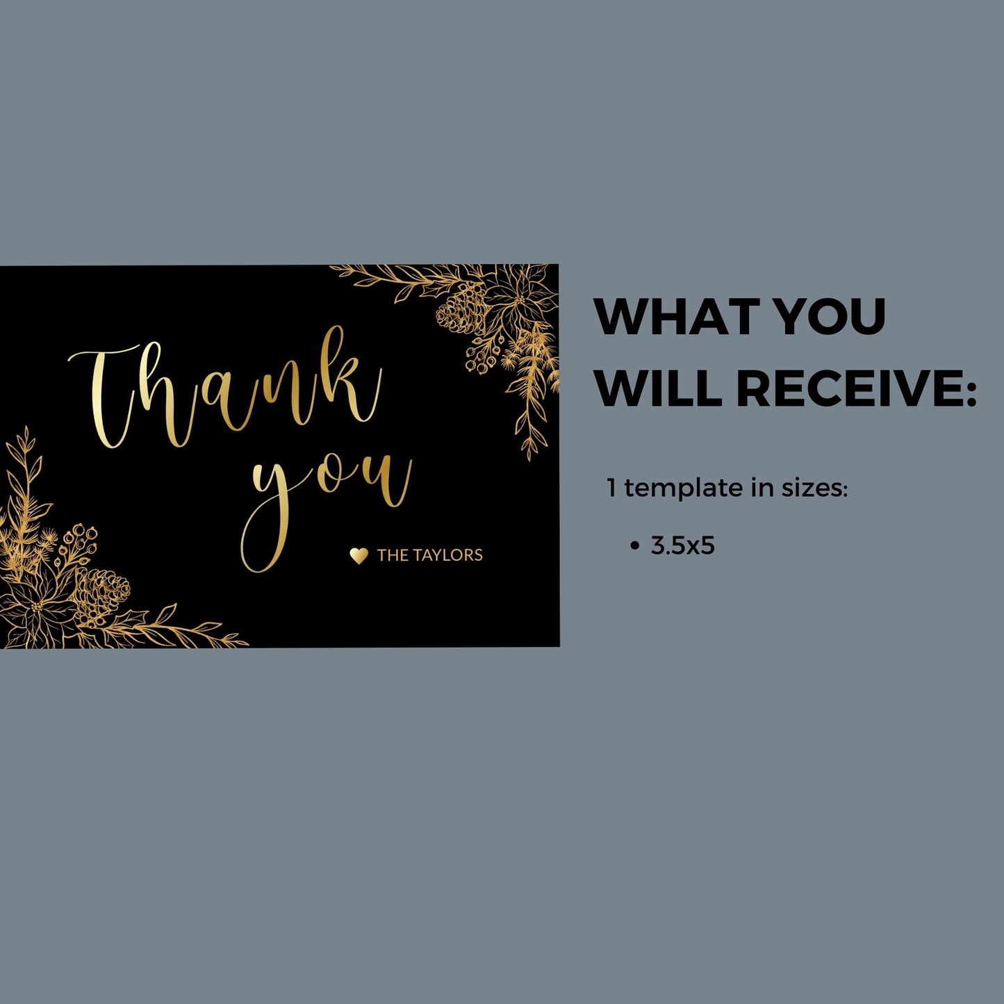 Black gold Christmas party thank you card editable template, elegant gold letter holiday party instant download, modern adult party, XM018