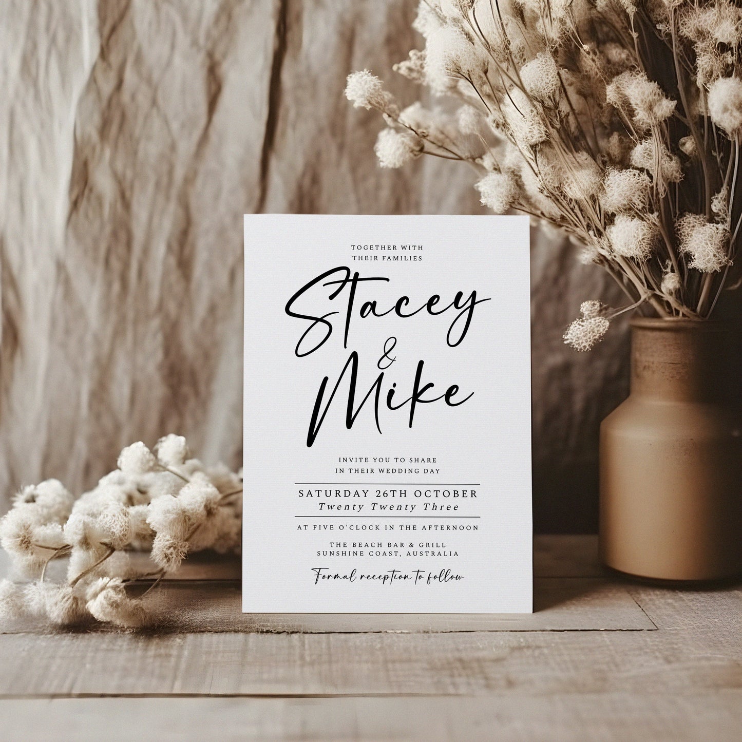 Modern Minimalist Wedding Invitation Template,Minimalist Wedding Editable Invite, Digital invite,Edit with TEMPLETT, 4x6, 5x7, Evite WM001