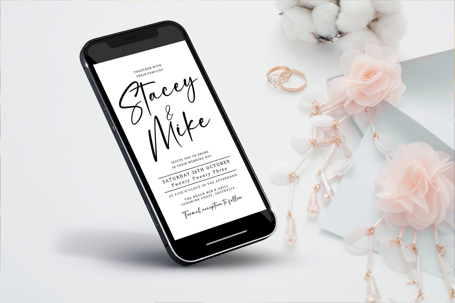 Modern Minimalist Wedding Invitation Template,Minimalist Wedding Editable Invite, Digital invite,Edit with TEMPLETT, 4x6, 5x7, Evite WM001