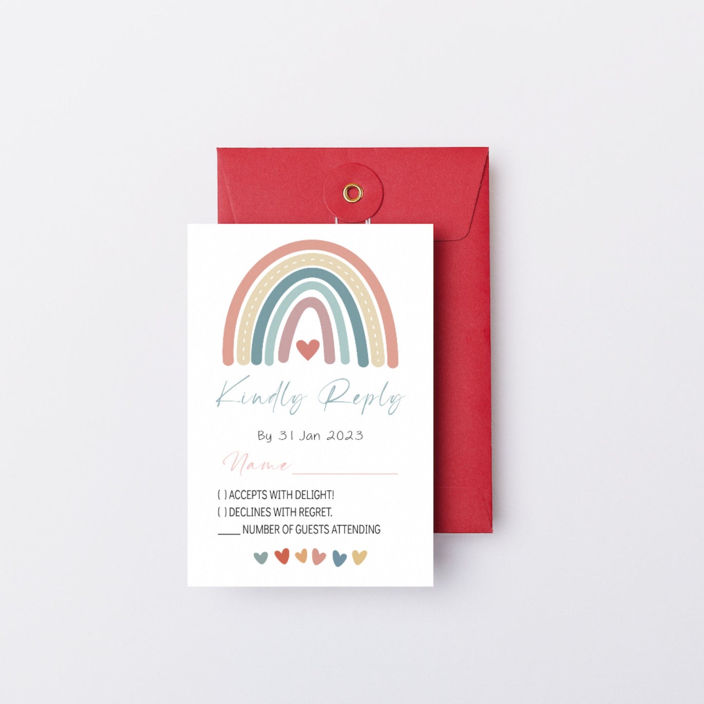 Editable ANY AGE Boho Rainbow Birthday RSVP Card Girl Hippie Earthy Boho Rainbow Party Template Instant Download, Birthday Girl, 8th party