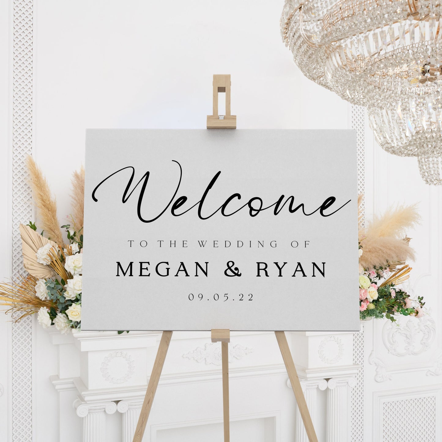 Beautiful large wedding welcome sign, editable script font wedding template, Stunning minimalist modern bridal decorations, Print at home