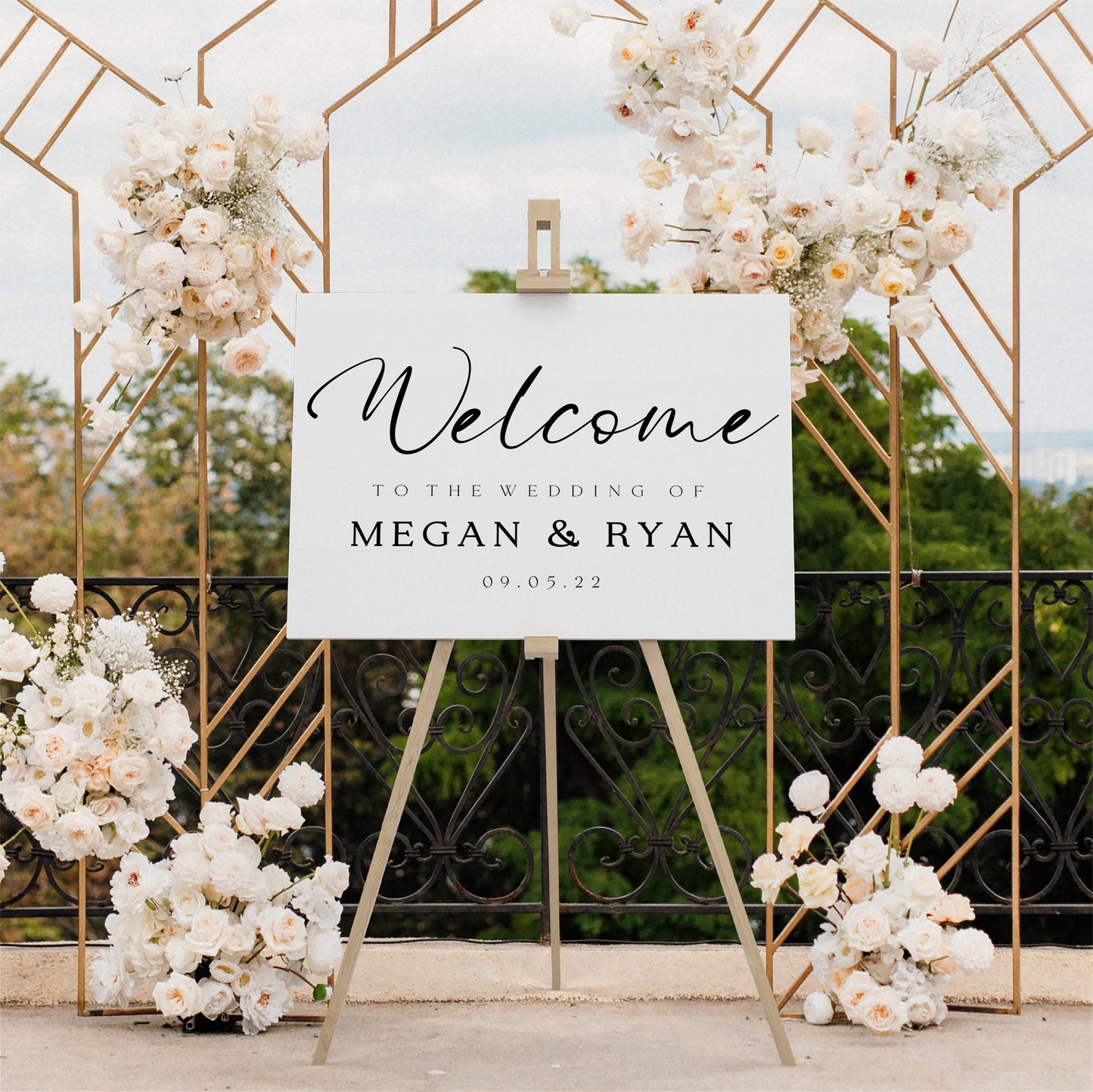 Beautiful large wedding welcome sign, editable script font wedding template, Stunning minimalist modern bridal decorations, Print at home