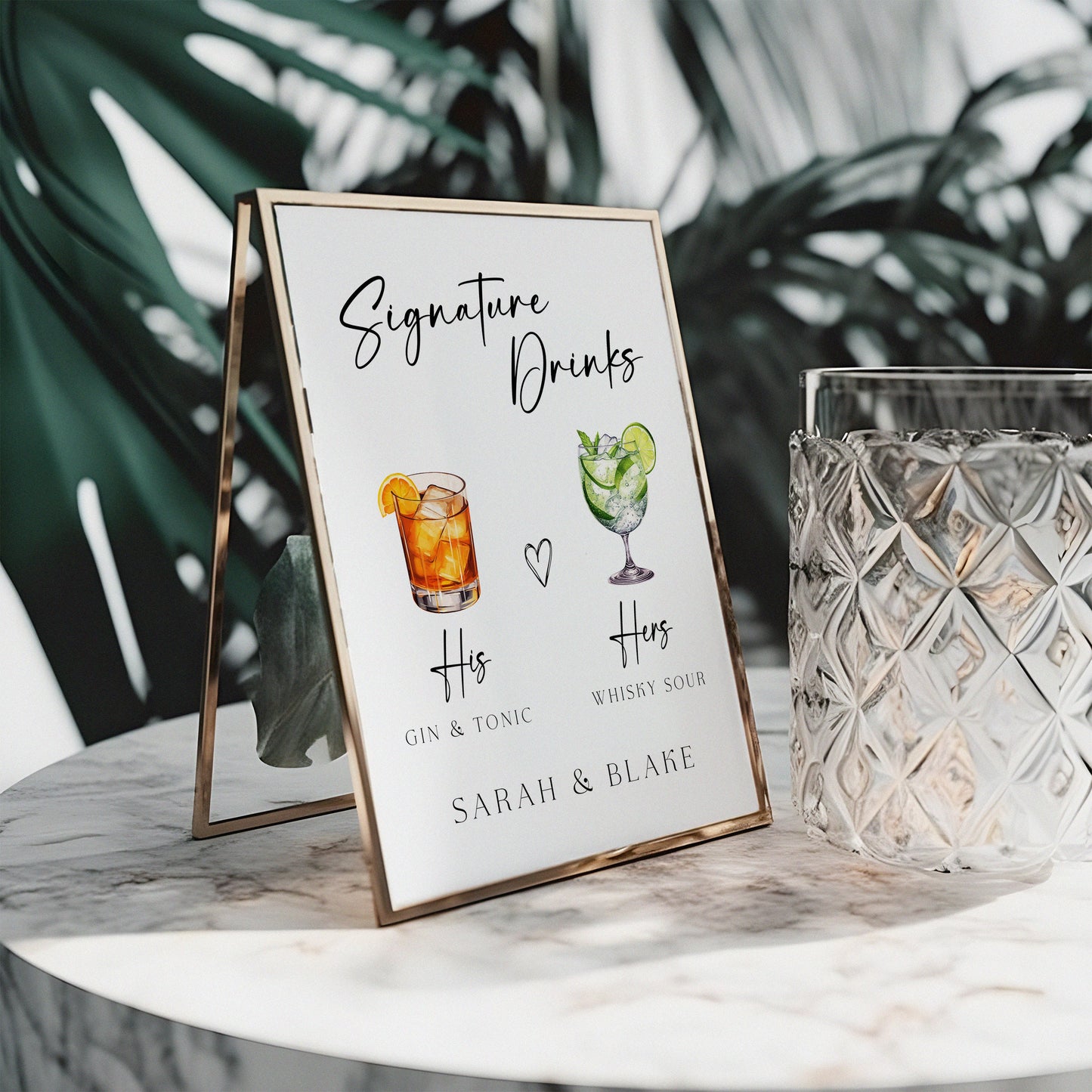 Signature Drinks Bar Menu - Editable Wedding Sign - Customizable His and Hers Cocktail Menu - Printable Wedding Drink Sign Digital Download